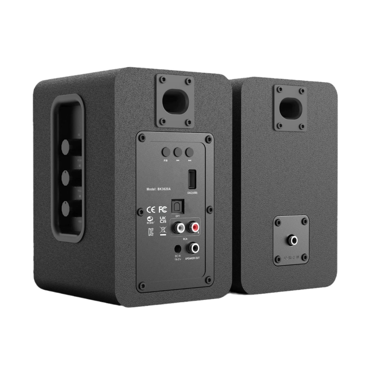 80W Active Bookshelf Speakers, Home Bluetooth 5.3 Wireless Speaker with 3 inch Woofer, Stereo Studio Monitor Speakers, Bass & Treble Adjust TV Speakers with USB/Optical/AUX Input for PC, Black