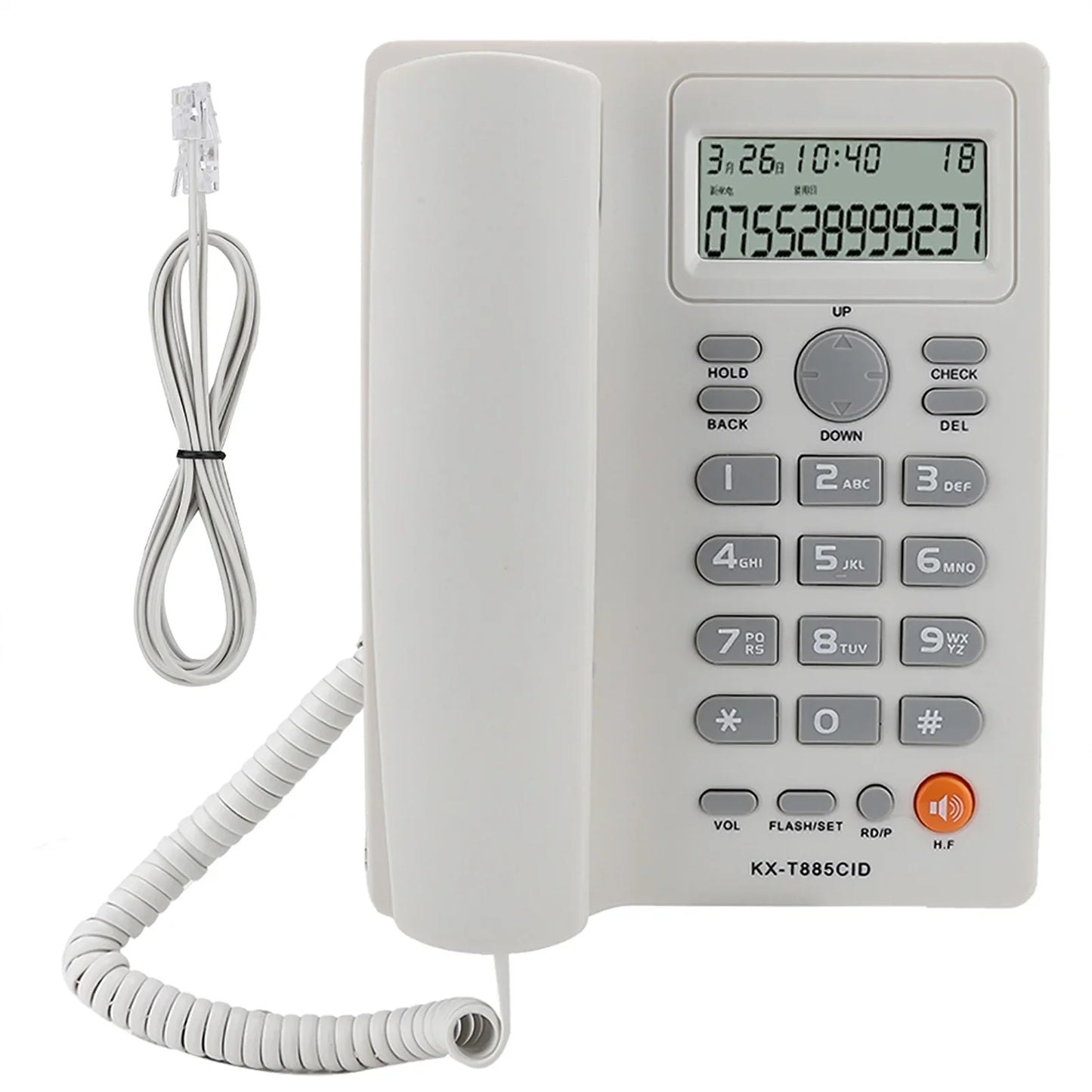 Landline Phones Dual Interface Wired Telephone with Caller ID for Office, Front Desk, Hotel, Seniors, Big Button Corded Landline Home Phones (White)