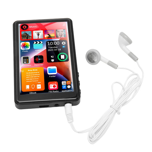 Mp3 Player with Bluetooth, 4.0" Touch Screen Music Player with Speaker, Portable HiFi Sound MP4 MP3 Player for Kids with Earphones, Voice Recorder, E-book, Picture, Up to 256 GB, Black