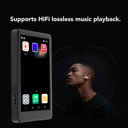 144GB MP3 Player with Bluetooth and WiFi, 4.0" Full Touchscreen MP3 MP4 Player for Kids, Android Music Player with Speaker, Browser, Audible, E-Book, Support Up to 256GB, Black