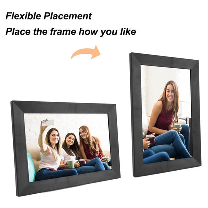10.1" WiFi Digital Picture Frame 1280 * 800 HD IPS Touch Screen Digital Photo Frame with Built-in 16GB Memory, Auto-Rotate, Tabletop & Wall-Mounted Digital Frame, Share Photos Video via App, Black