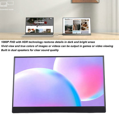 15.6" Portable Monitor for Laptop, 1080P FHD IPS Display External Monitor for Laptop PC Mac Phone, HDR Plug&Play Gaming Monitor w/Adjustable Protection Cover & Speakers, USB C Computer Display