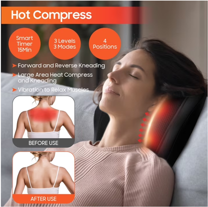 Neck & Shoulder Massager Pillow with Heat, Shiatsu 3D Deep Tissue Massage for Back, Legs, Home, Office, Car