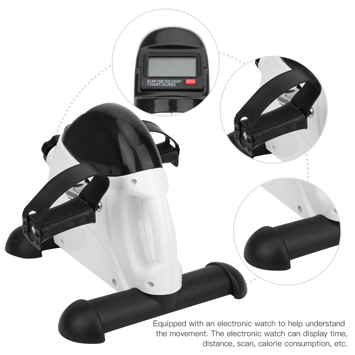 Eotvia Mini Exercise Bike, Under Desk Bike Pedal Exerciser Stepper, White Portable Mini Cycle Exercise Bike with Handle/Digital Display, Elder Bike Pedal Exerciser for Leg/Arm Workout Home Office Use