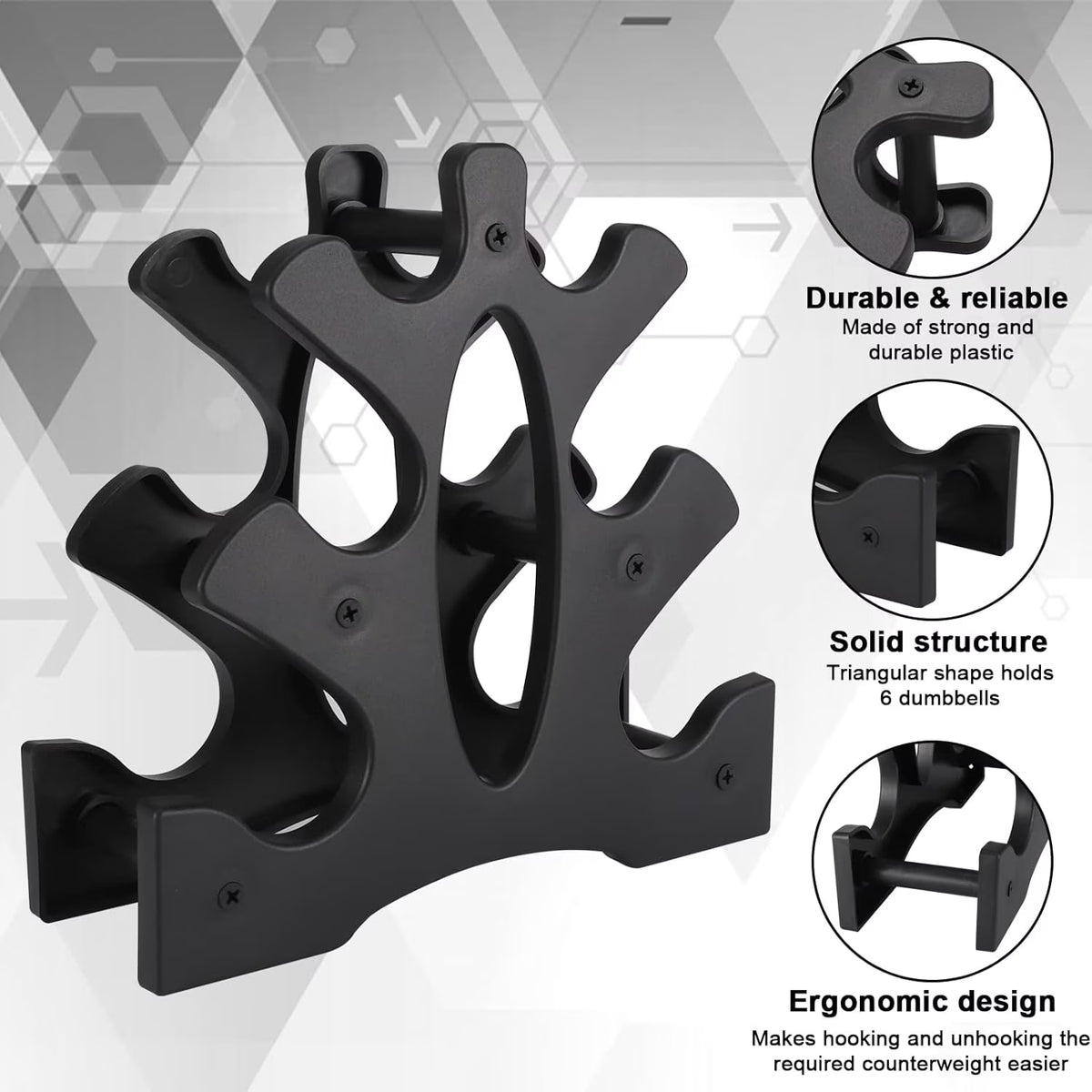 3 Tier Dumbbell Rack, Weight Rack For Home Gym, Dumbbell Stand for Free Weights