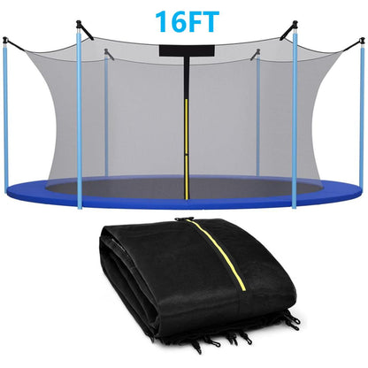 16FT Trampoline Replacement Safety Enclosure Net for 12 Sraight Poles, Trampoline Safety Net Replacement Enclosure Net for 16FT, Weather-Resistant, Tear-Proof, NET ONLY