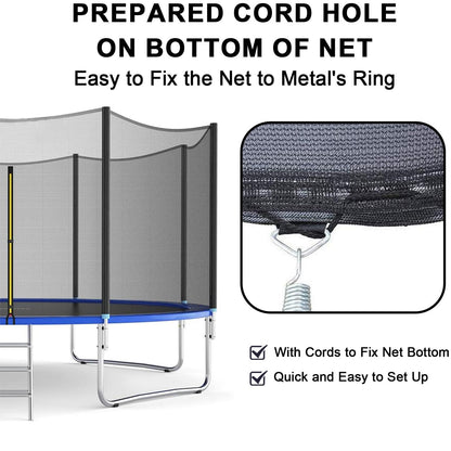16FT Trampoline Replacement Safety Enclosure Net for 12 Sraight Poles, Trampoline Safety Net Replacement Enclosure Net for 16FT, Weather-Resistant, Tear-Proof, NET ONLY