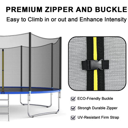 16FT Trampoline Replacement Safety Enclosure Net for 12 Sraight Poles, Trampoline Safety Net Replacement Enclosure Net for 16FT, Weather-Resistant, Tear-Proof, NET ONLY