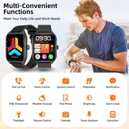 Smart Watch for Women Men, 1.96" Smartwatch (Answer/Make Call) for Android & iPhone, Fitness Tracker with 100+ Sport Modes, IP67 Waterproof Activity Tracker Sleep Monitor/Pedometer/Calories