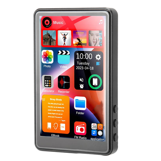 272GB MP3 Player with Bluetooth, 4.0 in Full Touchscreen MP4 Player for Kids, Voice Recorder, Portable HiFi Sound MP3 Music Player with Earphones, E-book, Picture, Built-in HD Speaker, Black