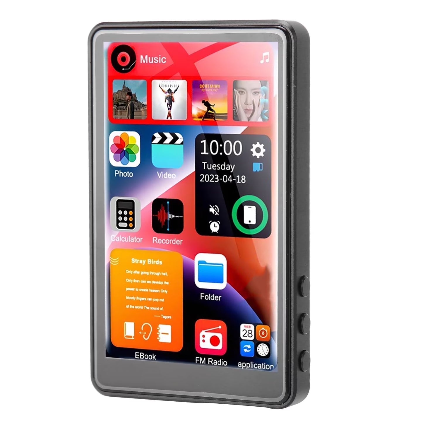272GB MP3 Player with Bluetooth, 4.0 in Full Touchscreen MP4 Player, Voice Recorder, Portable HiFi Sound MP3 Music Player with Earphones, E-book, Picture, Built-in HD Speaker, Black