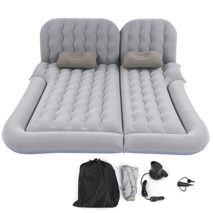 Air Mattress with Pump, Inflatable Mattress Fits Most Cars, Portable Travel Sleeping Bed Back Seat Mattress Airbed for Rest Sleep Travel Camping, Gray Air Couch with 2 Air Pillows
