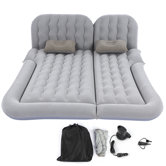 Air Mattress with Pump, Inflatable Mattress Fits Most Cars, Portable Travel Sleeping Bed Back Seat Mattress Airbed for Rest Sleep Travel Camping, Gray Air Couch with 2 Air Pillows