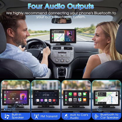 7" Wireless Carplay Screen for Car Portable Stereo Touchscreen with CarPlay and Android Auto with Mirror Link/Backup Camera/Bluetooth/Voice Control/GPS Navigation/AUX for All Vehicles