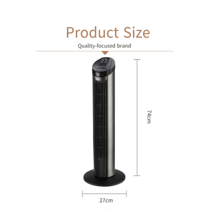 29 Inch 90 Degree Oscillating Tower Fan, Top Mounted Remote, 3 Speeds Mode & 38dB Low Noise Operating, 7.5H Timing, Black