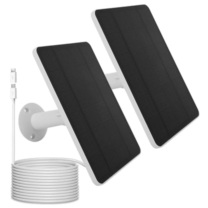 2Pack 10W Solar Panel for Security Camera Outdoor, 5V Micro USB/USB C Solar Panel Charger Compatible with Rechargeable Battery Powered Cam, IP65 Waterproof, 9.8ft Cable, 360° Adjustable Bracket