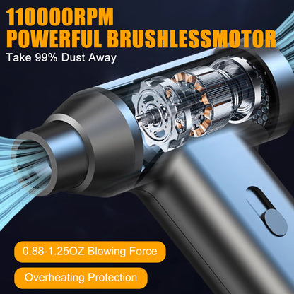 Turbo Fan 110000RPM Variable Speed Brushless Motor Mini Electric Air Duster Portable Blower Fan for Home Car Office