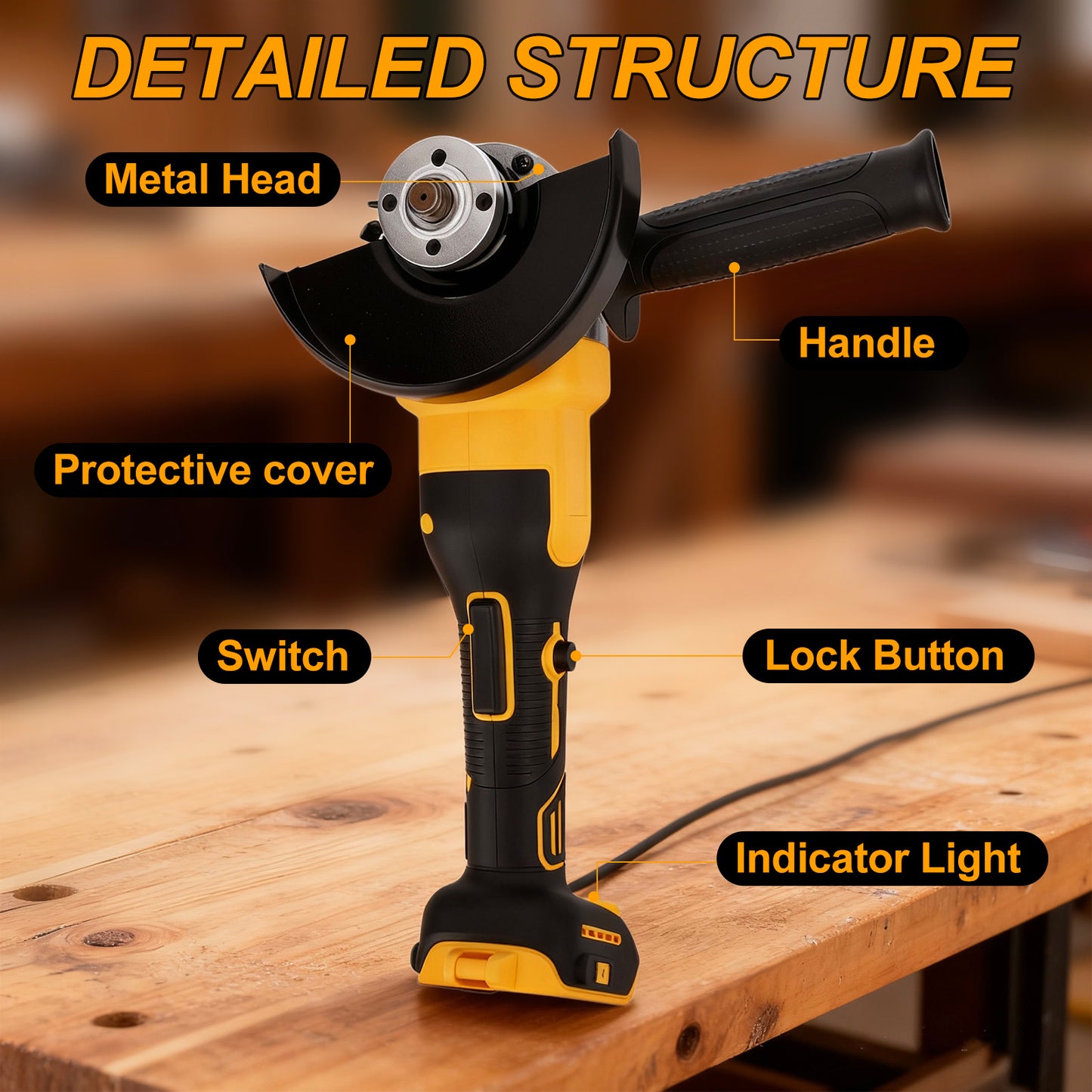 20V Cordless Angle Grinder Tool Brushless, 5 Inch, with Paddle, 2 x Flap Discs, 2 x Sanding Discs, 2 x Sawblades (Tool Only)