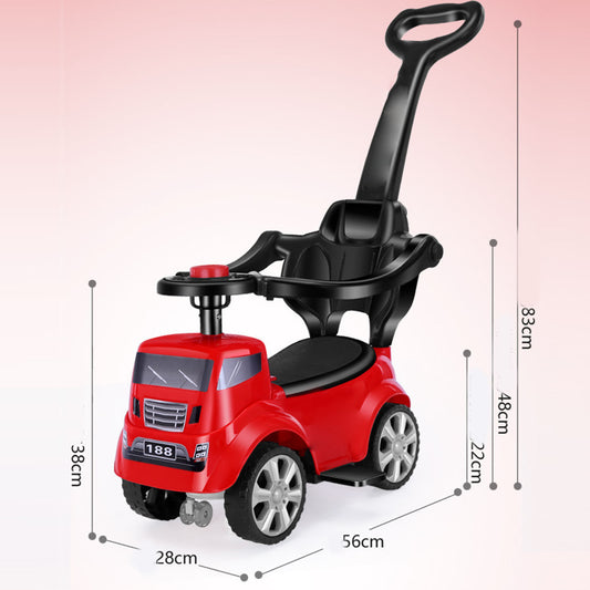Kids Ride On Push Car, Red Steering Wheel Foot Pedal Ride On Push Car Honking Button Comfortable Grip  For Outdoor Use