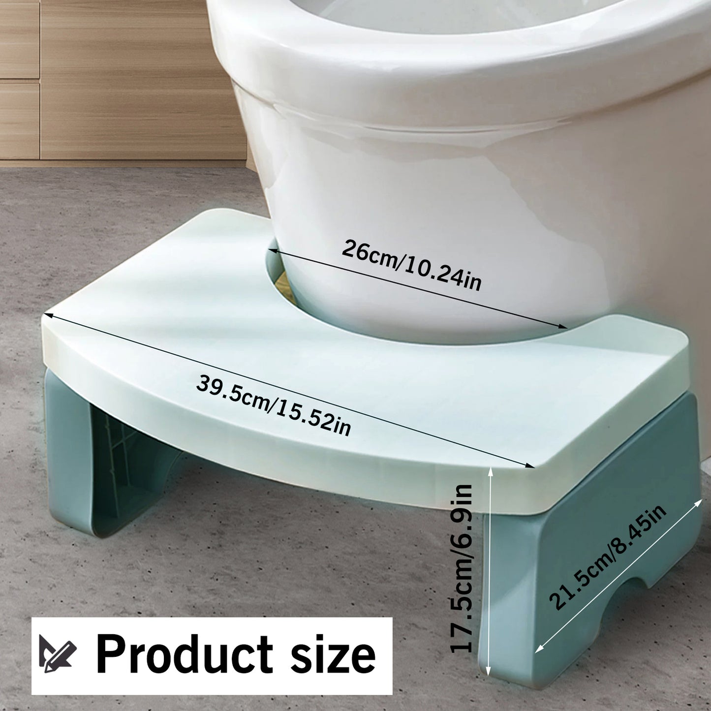 Portable Squat Toilet Potty Stool Foldable 7" Plastic Step Stool for Adults Kids，Green