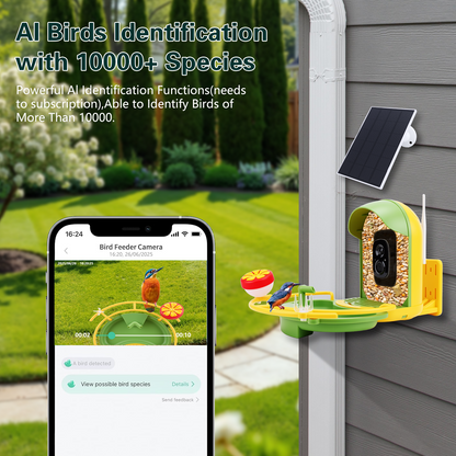 Smart Bird Feeder with Camera & Bird Bath,Bird Watching Camera with Motion Detection & Solar Panel,Waterproof, 2K Live View,Ideal Present for Bird Lover