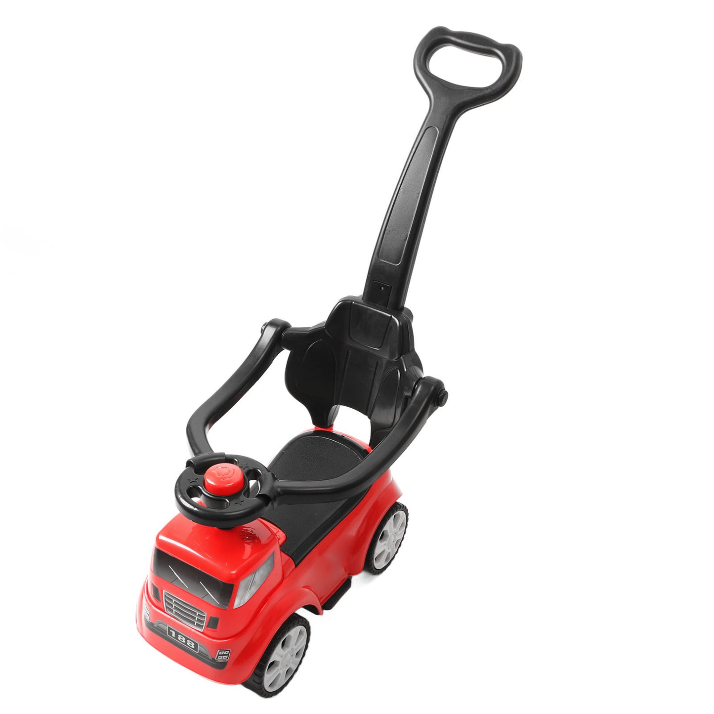 Kids Ride On Push Car, Red Steering Wheel Foot Pedal Ride On Push Car Honking Button Comfortable Grip  For Outdoor Use