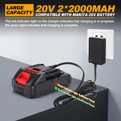 Cordless Brushless Nail Gun,18 Gauge 2 in 1 Brad Nailer/Staple Gun, 2pcs 20V Battery & Charger, 1000 Nails & 1000 Staples Included