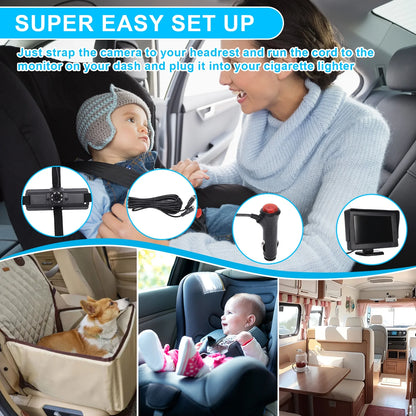 Baby Car Camera HD 1080P Night Vision Adjustable 180° Wide View Angle Rear Facing Baby Car Monitor for Car Backseat