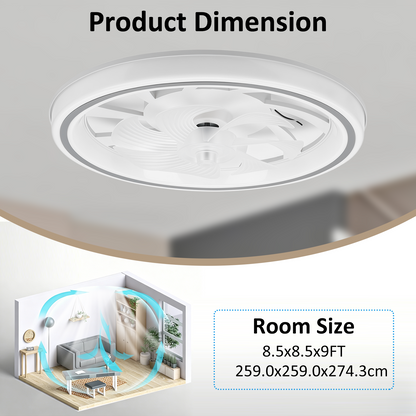 Ceiling Fans with Lights and Remote, 20" Low Profile Ceiling Fan with Light,Dimmable LED Smart Ceiling Fan, Modern Flush Mount Fan Light,Bladeless Ceiling Fans for Bedroom,Living Room, Grey