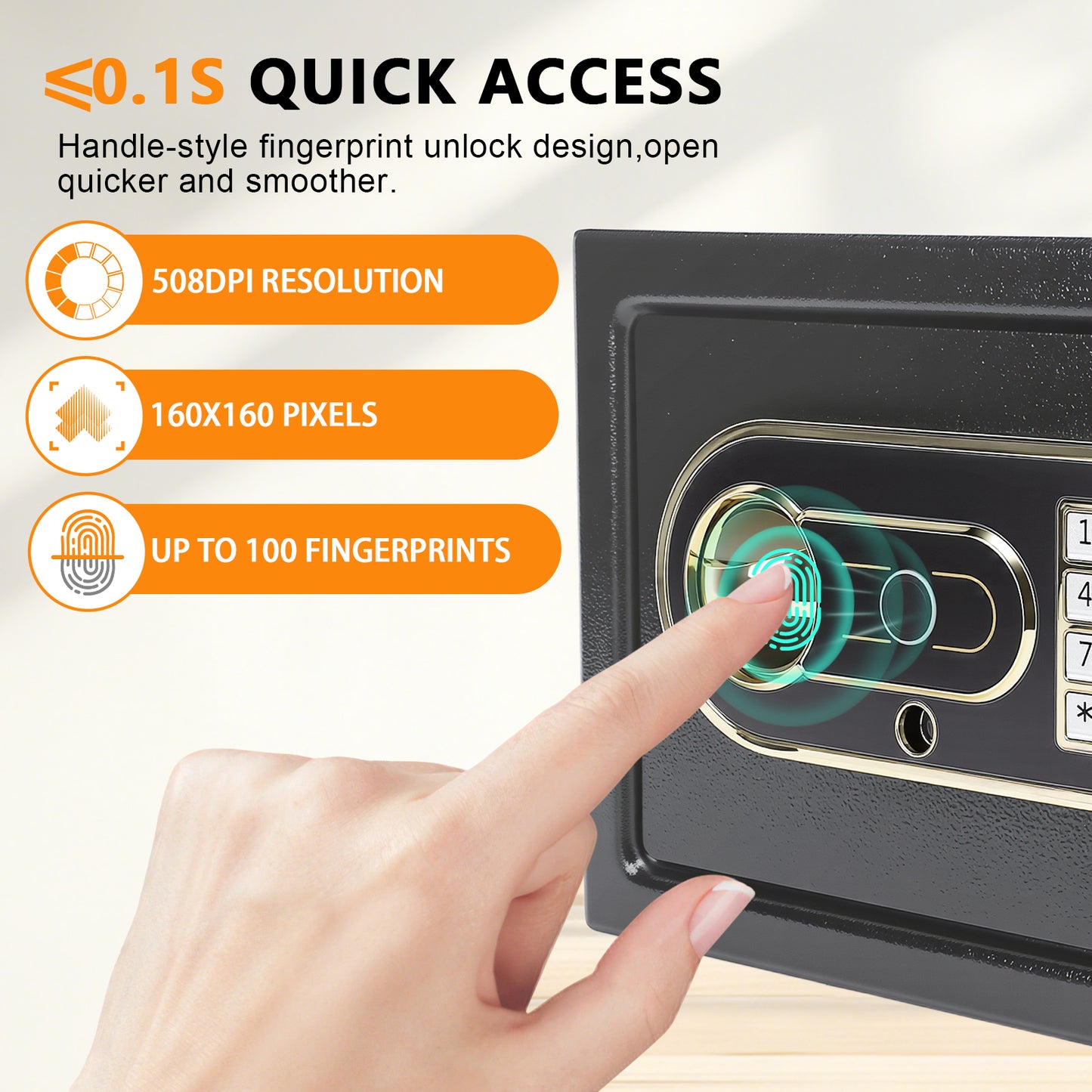 0.4 Cuft Fingerprint Safe Box, Electronic Digital Security Safe with Alarm & Fireproof Bag for Home Office Hotel