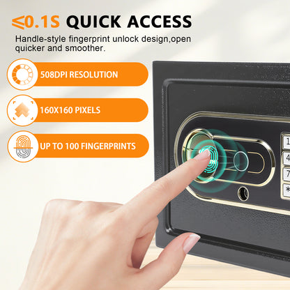 0.4 Cuft Fingerprint Safe Box, Electronic Digital Security Safe with Alarm & Fireproof Bag for Home Office Hotel