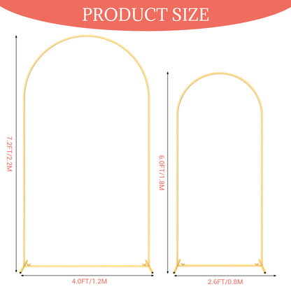 Set of 2 Gold Wedding Arch Backdrop Stands for Ceremony, Balloon Backdrop Arch Frames and Arbors for Wedding and Birthday Party Garden Decor