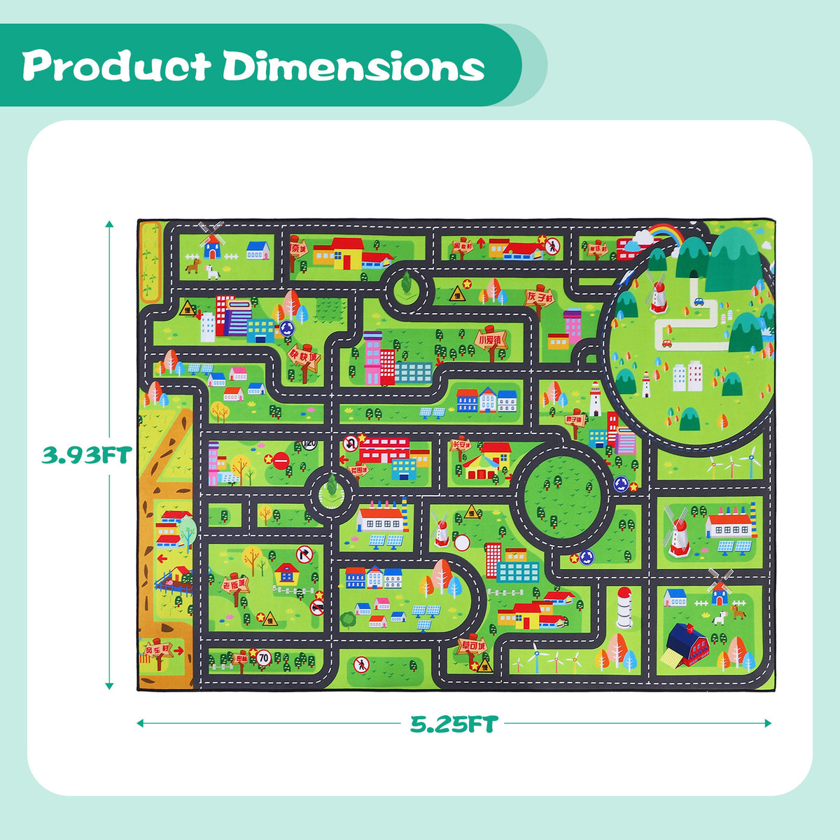 Kids Carpet Car Play Mat, (63X47INCH)City Life Traffic Road Kids Rug Playmat