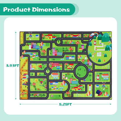 Kids Carpet Car Play Mat, (63X47INCH)City Life Traffic Road Kids Rug Playmat