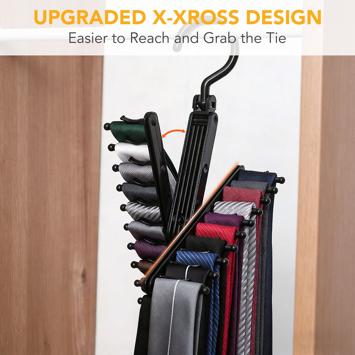 Tie Hanger Rack with 20 Hooks Non-Slip Clips,360 Degree Swivel,Space-Saving Tie Organizer for Closet Organizer for Ties,Belt,Scarves & Accessories