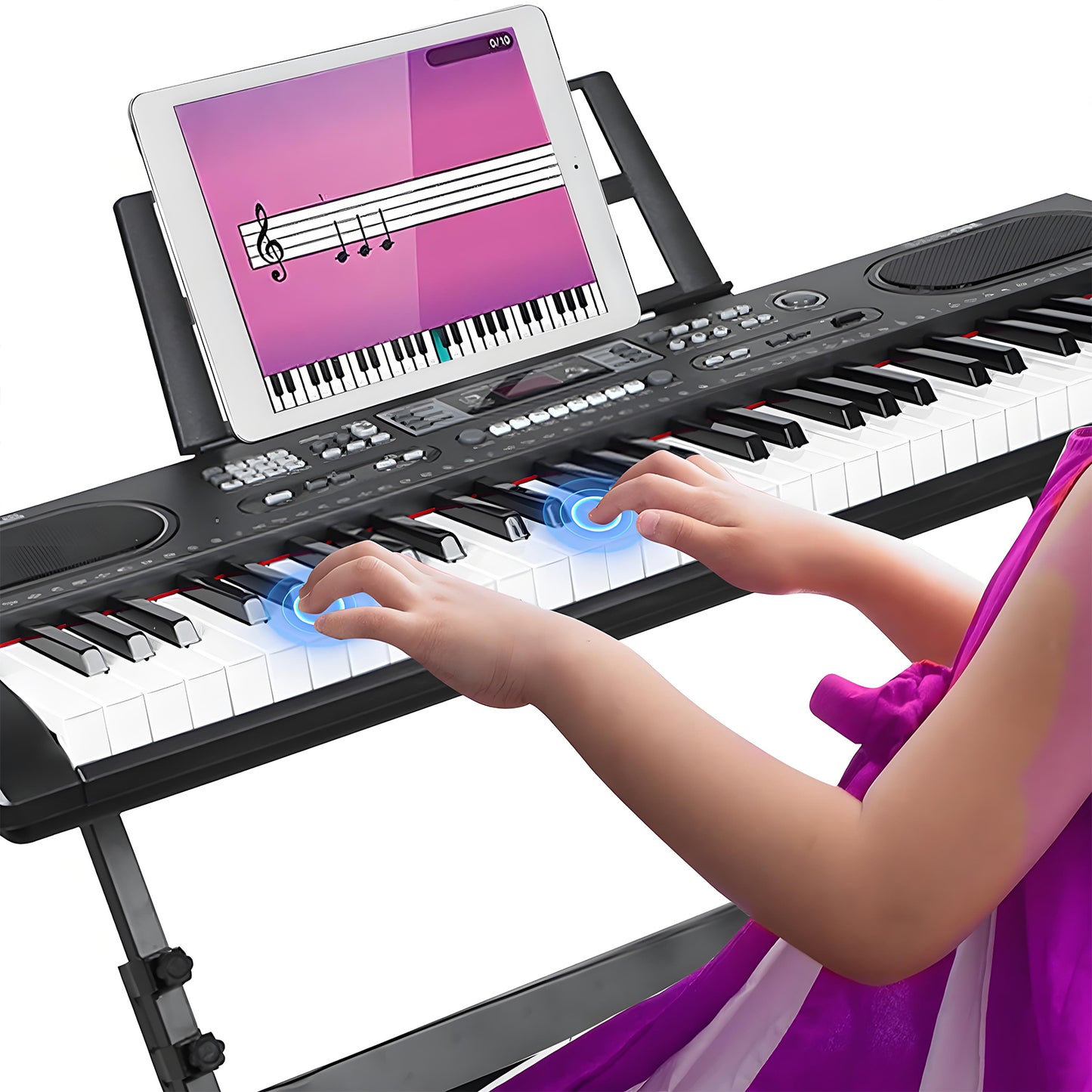 61 Key Keyboard Piano, Upgraded Kids Keys Piano Keyboard for Beginners, Portable Electronic Digital Piano with Built-in Dual Speaker, Microphone and Music Stand, Birthday Gift for Boys Girls Age 3-12