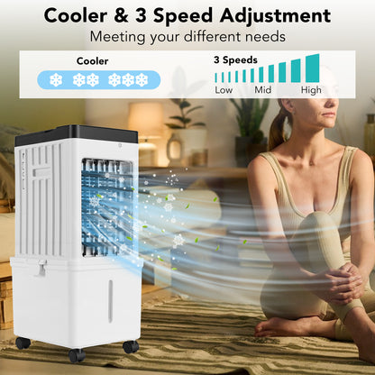 3-in-1 Evaporative Air Cooler Portable Air Cooling Oscillation Fan with Remote Control for Home,White