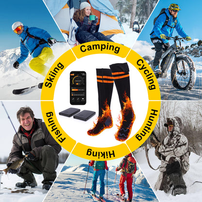 Heated Socks for Men Women with APP Control,2 * 5000mAh Rechargeable Battery Heating Socks for Hunting Fishing Camping Hiking Motorcyle Skiing Warm Socks Foot Warmer Xmas Gifts