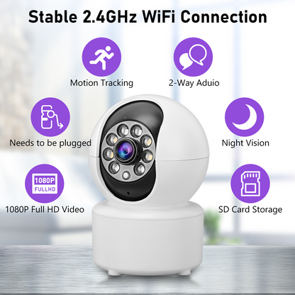 2K Baby Monitor Indoor,Home Security Camera with Two-Way Audio, 360° Rotation, IR Night Vision
