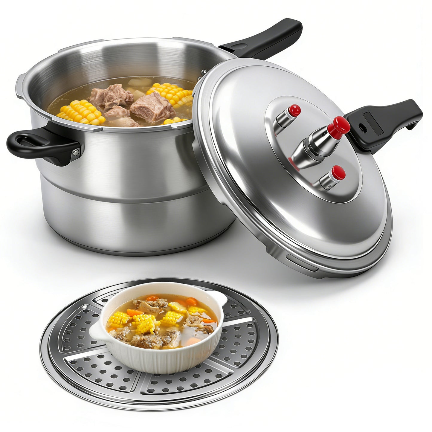 Aluminum Pressure Cooker, 5.5QT Aluminum Pressure Cooker Cooking Various Foods For Gas Stove Induction Cooker