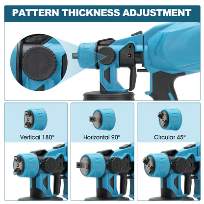 Cordless Paint Sprayer, 800W with 2 X 3000mAh 21V Batteries 3 Spray Modes, 800ML Container, HVLP Paint Sprayer Gun for House Painting Fence Cabinets Wall