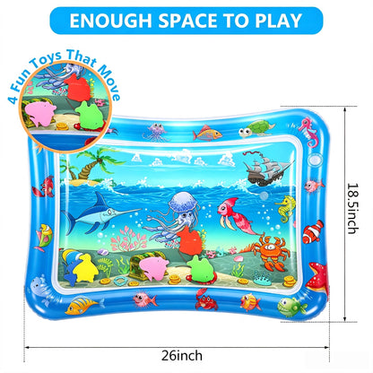 26 x 18.5inch Tummy Time Baby Water Mat,Inflatable Infant Toys for for 3 to 24 Months Baby Playmat Early Sensory Development BPA-Free