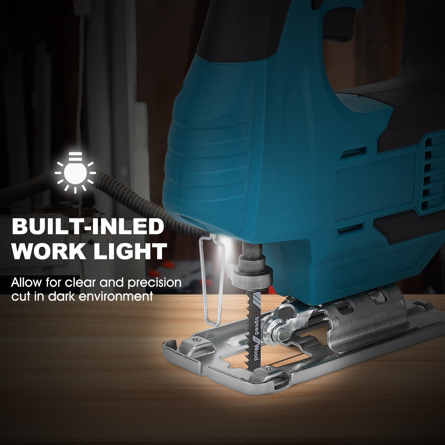20-Volt 900W Cordless Orbital Jigsaw Kit With 2.5Ah Lithium-Ion Battery,Blue
