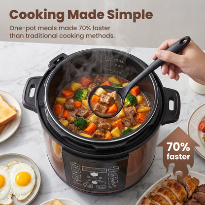 6.5 Quart 12-in-1 Electric Pressure Cooker with Multi-Function Features and Stainless Steel Pot, Gold