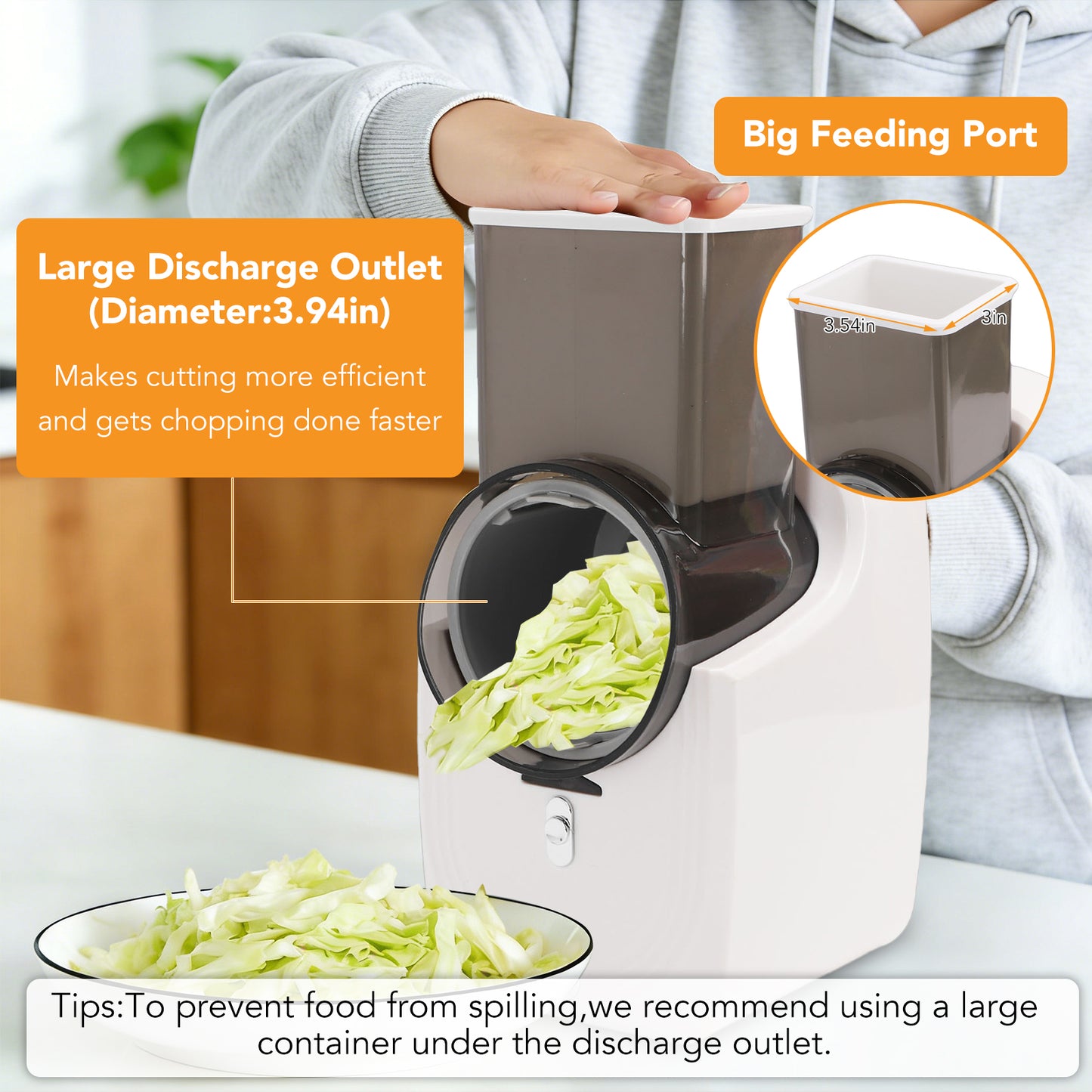 Cordless Electric Vegetable Slicer, Automatic Cheese Shredder with 4 Changeable Blades,Electric Cheese Grater for Cheese, Fruits, and Vegetables
