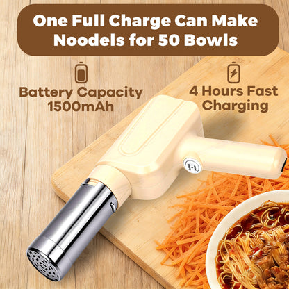 Electric Cordless Pasta Machine, Multifunction Handheld Attachment Homemade Noodle Maker,with 5 Molds and 3 Sausage Accessories,White
