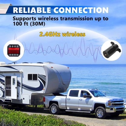 2Pcs Wireless Magnetic Rechargeable LED Trailer Light Set,Waterproof Wireless Trailer Lights Kit, Portable for Pickup Trucks, SUVs, Boats, RVs and More