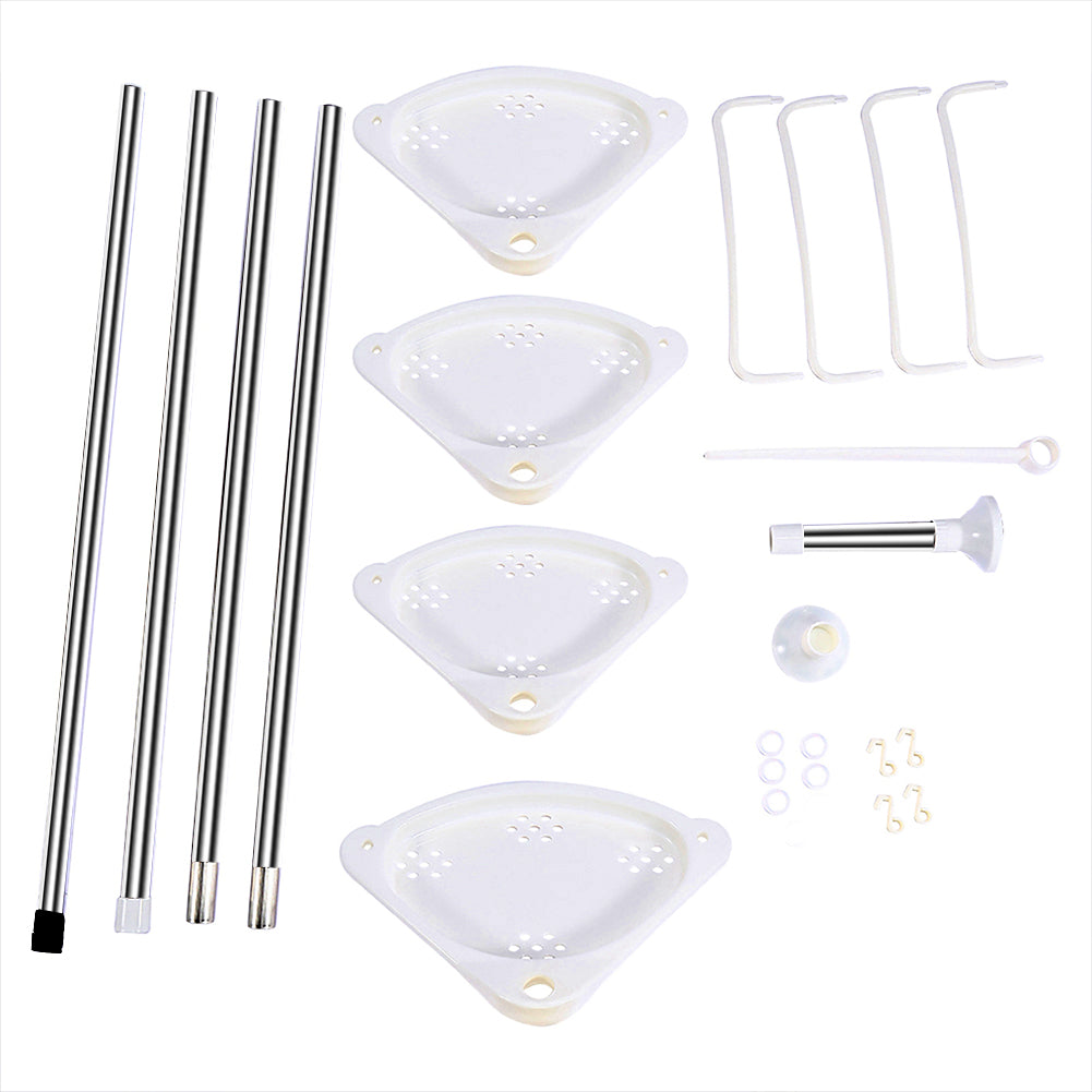 Corner Shower Caddy Tension Pole- 4-Tier Adjustable Metal Bathroom Shower Rrganizer- 3.5-10FT,White