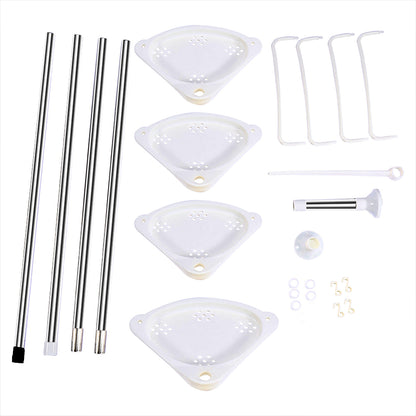 Corner Shower Caddy Tension Pole- 4-Tier Adjustable Metal Bathroom Shower Rrganizer- 3.5-10FT,White