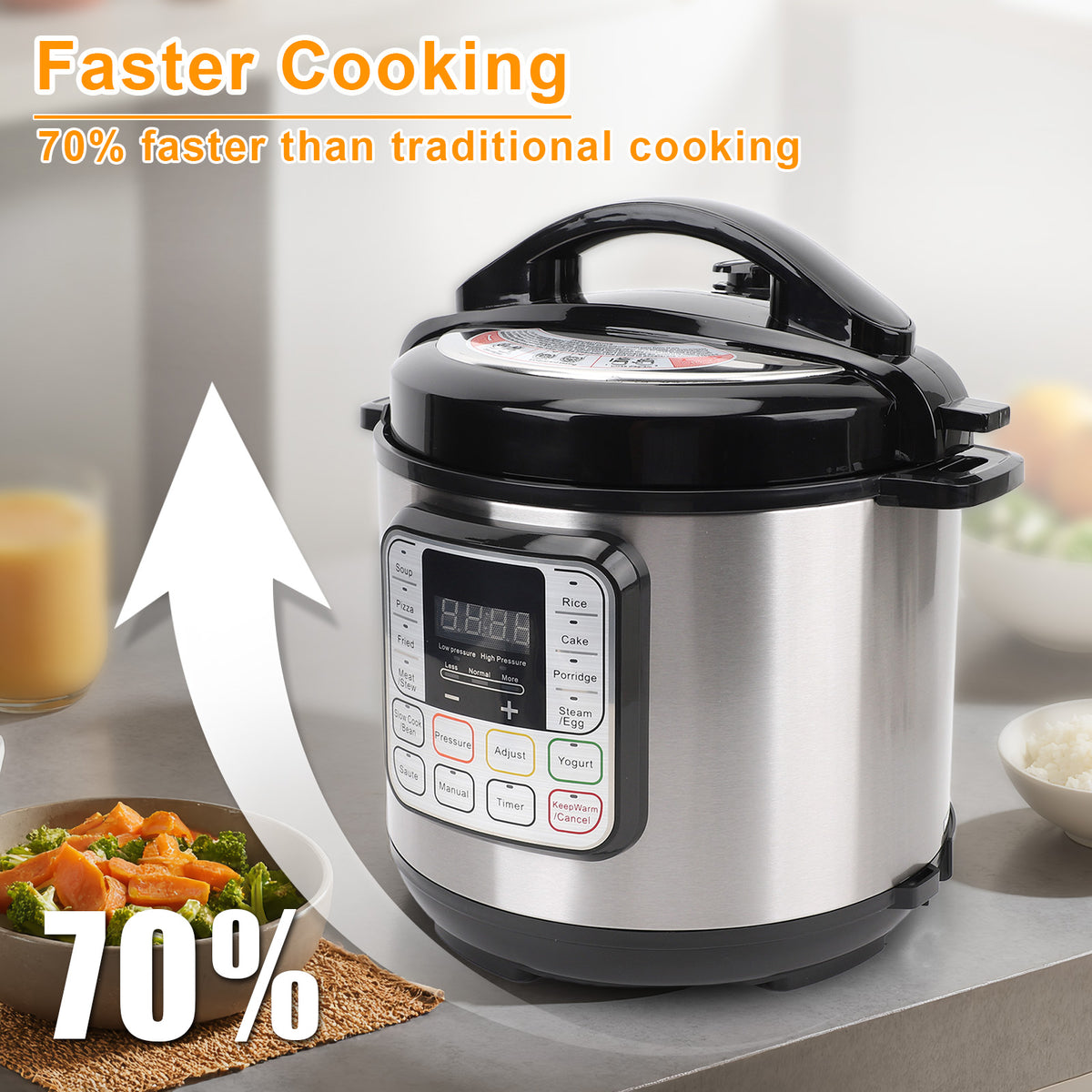 6.5QT Electric Pressure Cooker, 16 in 1 Multi Cooker Rice Cooker Slow Cooker Steamer Sauté Yogurt Maker Non-Stick Pot, Stainless Steel